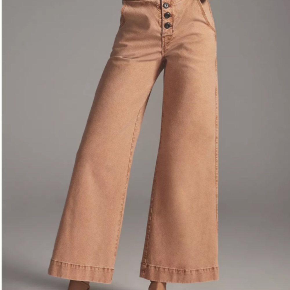 Women Anthropologie Pilcro Size 29  Wide Leg Button Front Lace up back WORE ONCE